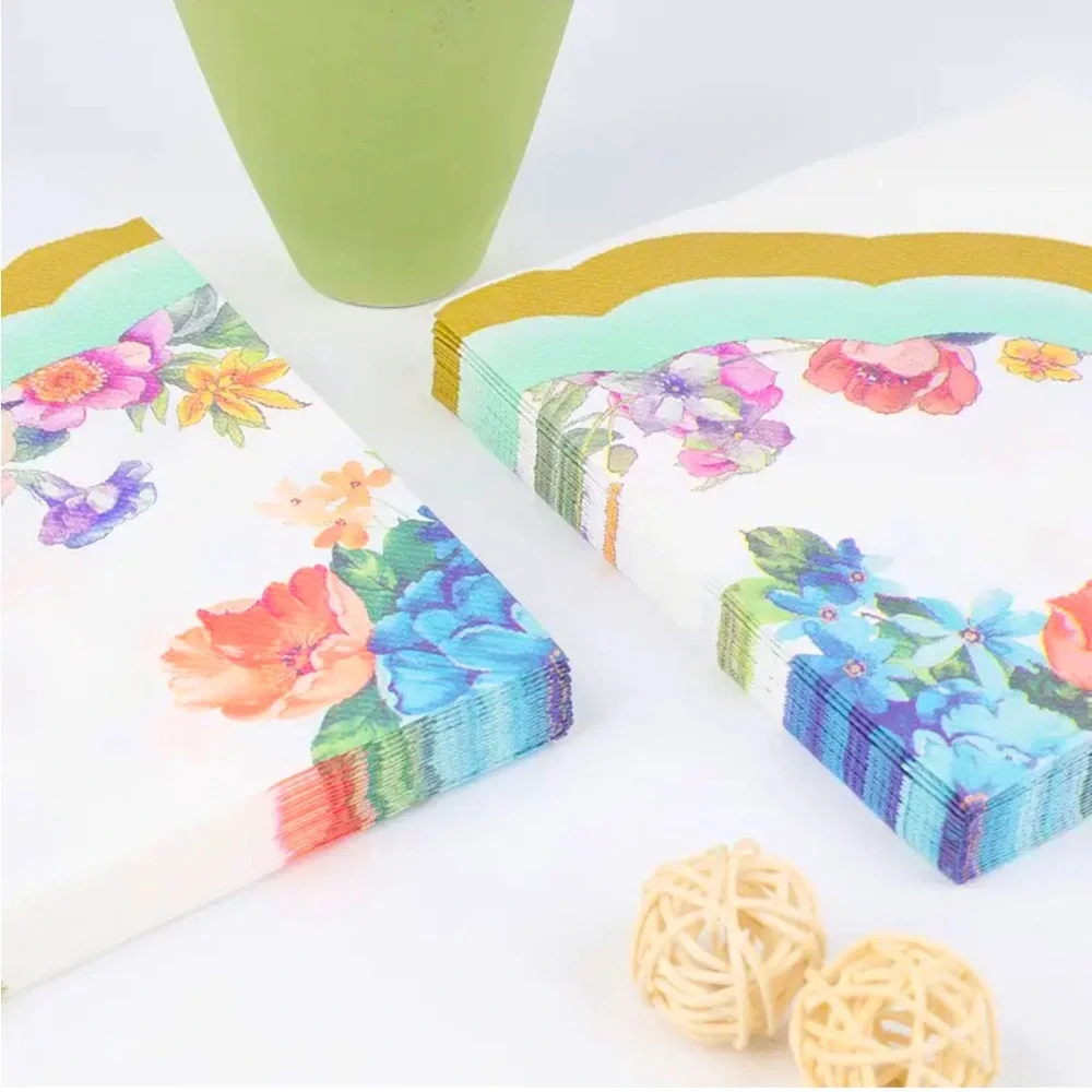 Floral Scalloped Edge Party Luncheon Paper Napkins, 20 ct